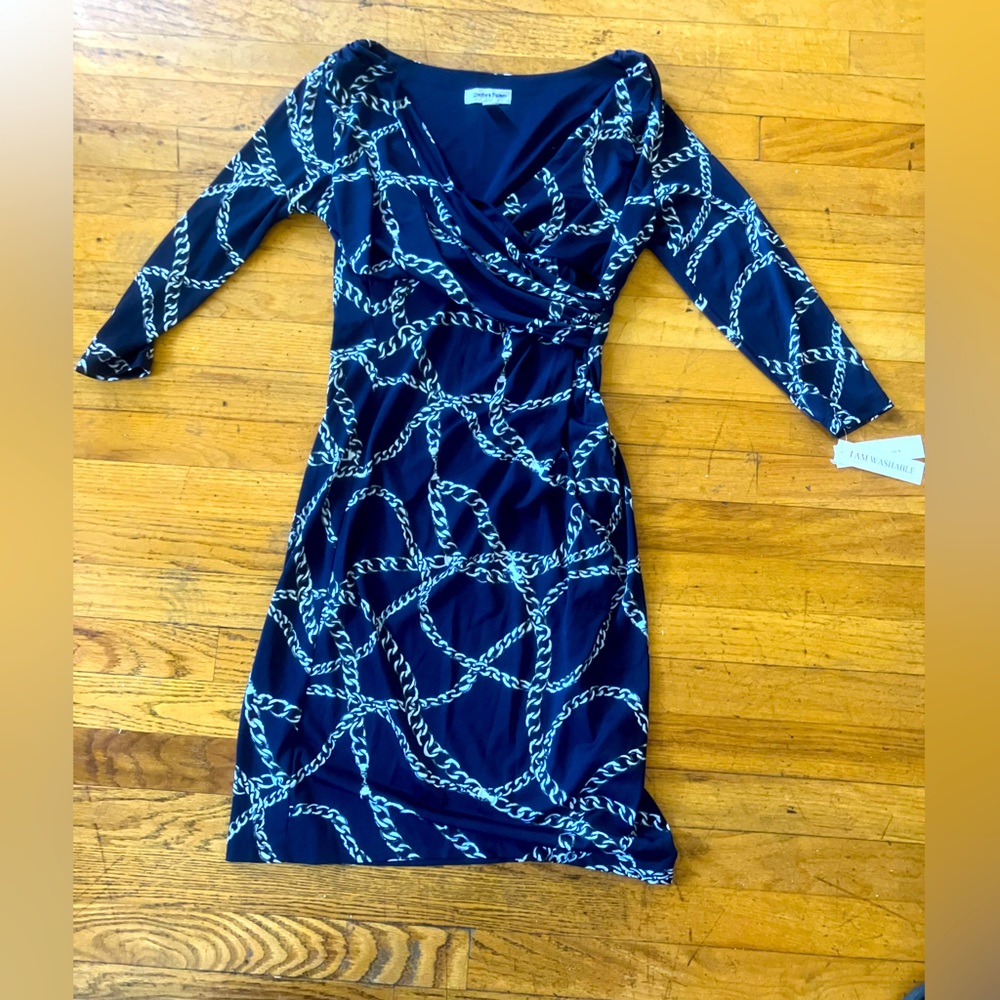 NWT Shelby & Palmer Navy Blue Dress with Chains